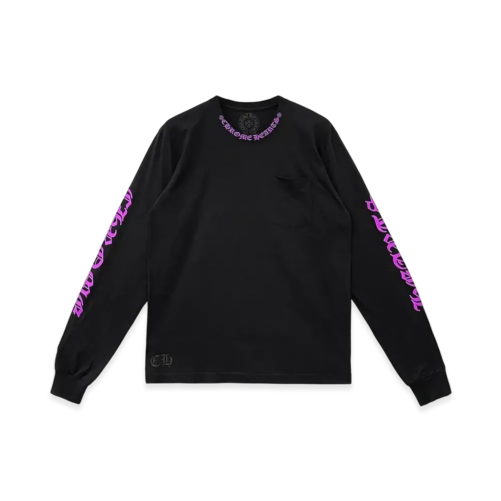 Chrome Hearts Script Neck Logo L/S T-Shirt "Black/Purple"