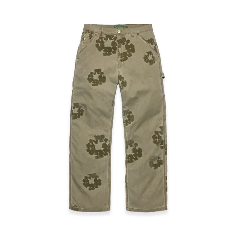 DENIM TEARS Cotton Wreath Flocked Carpenter Pant "Green"