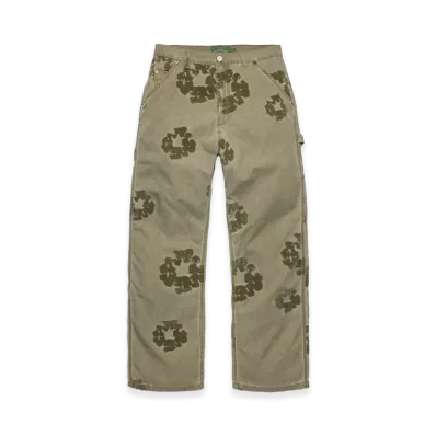 DENIM TEARS Cotton Wreath Flocked Carpenter Pant "Green"