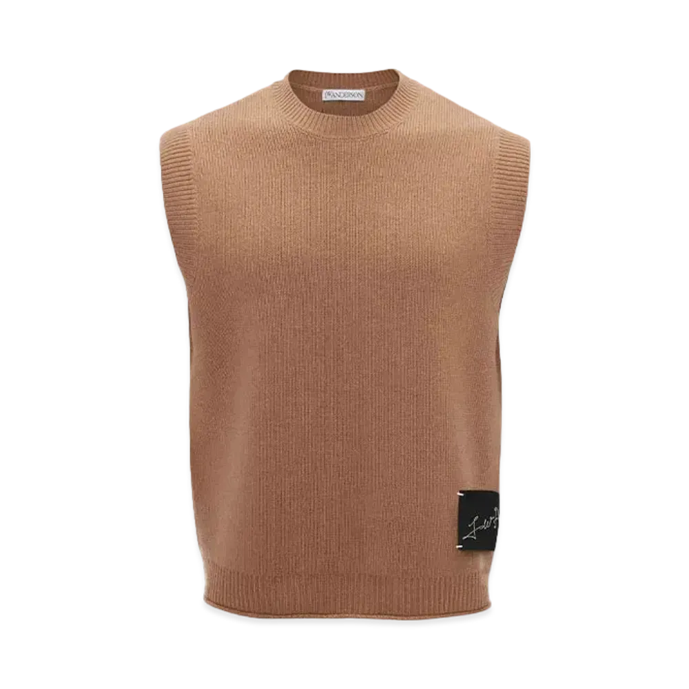 JW ANDERSON Signature Patch Sleeveless Top "Camel"