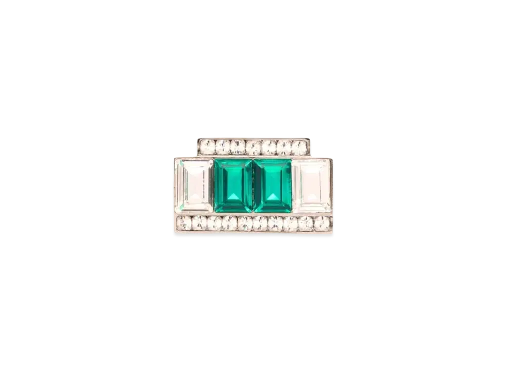 MIU MIU Crystal Brooch "Dark Green/Crystal"