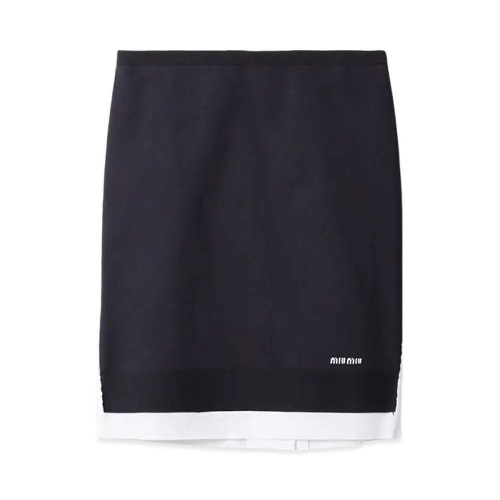 MIU MIU Women's Knit and Poplin Skirt "Blue/White"
