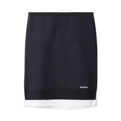 MIU MIU Women's Knit and Poplin Skirt "Blue/White"