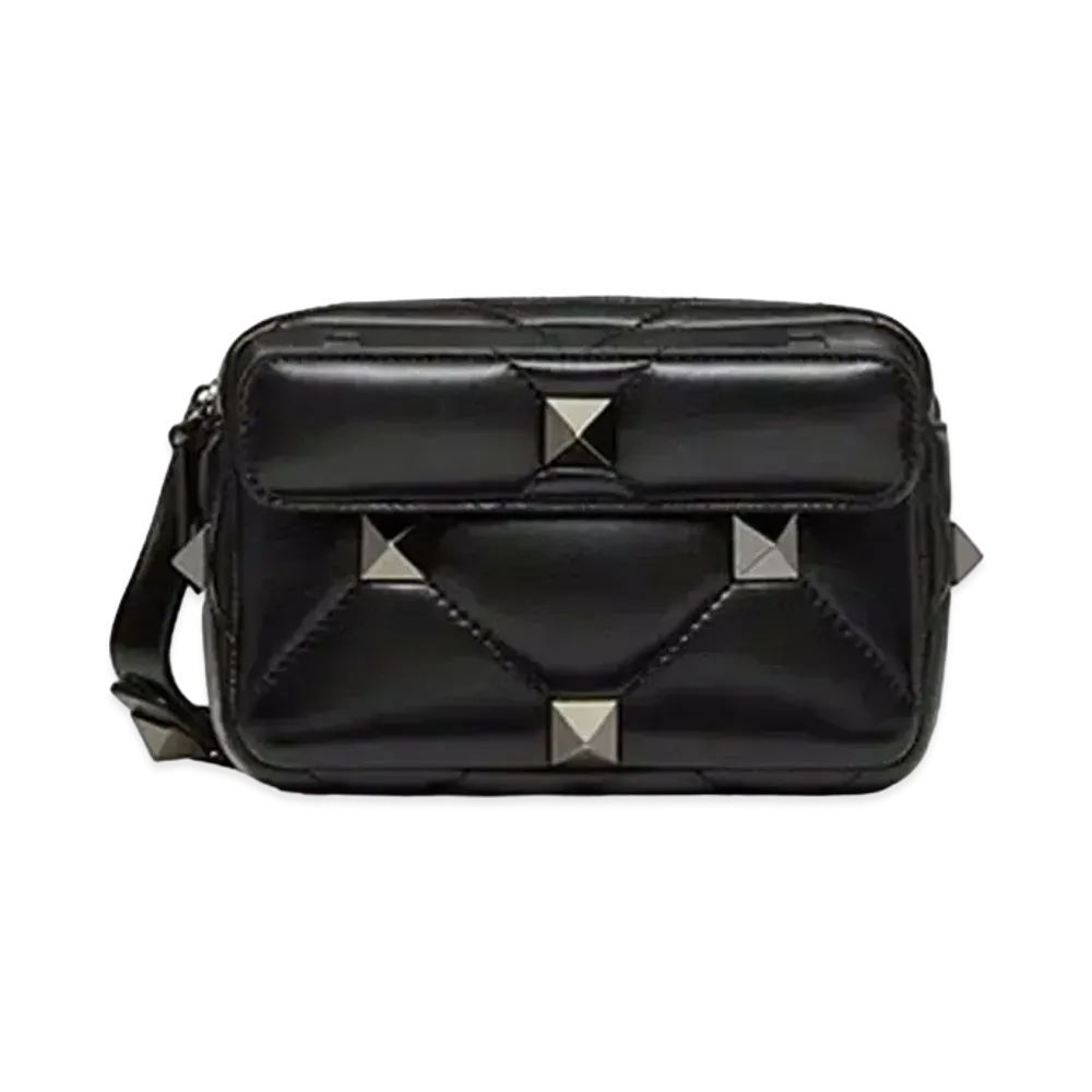 Valentino Roman Studs Nappa Leather Small Crossbody Bag "Black"