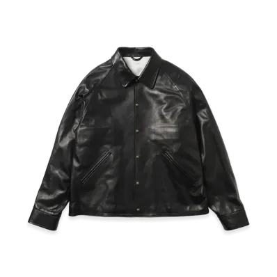 A.PRESSE Leather Coach Jacket "Black"