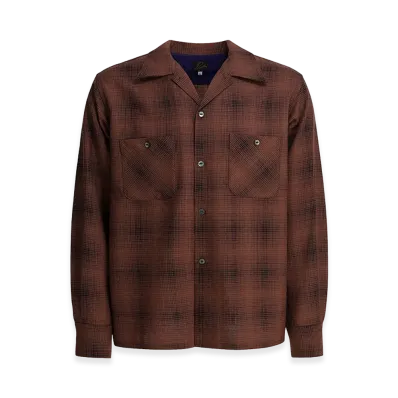 NEEDLES Checked Wool "One-Up" Shirt "Bordeaux"