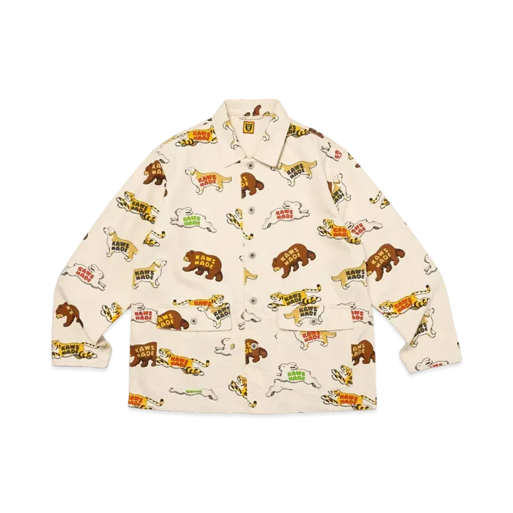 HUMAN MADE x KAWS Made Animal Patterned Coverall Jacket "White"