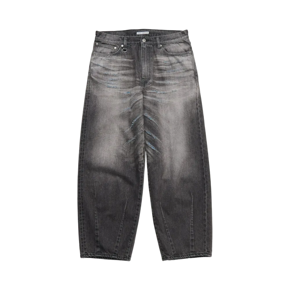 uniform experiment Damaged Hem Tuck Wide Straight Jeans "Black"