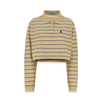 PRADA Wonen's Embroidered Piquet Polo Shirt "Beige"