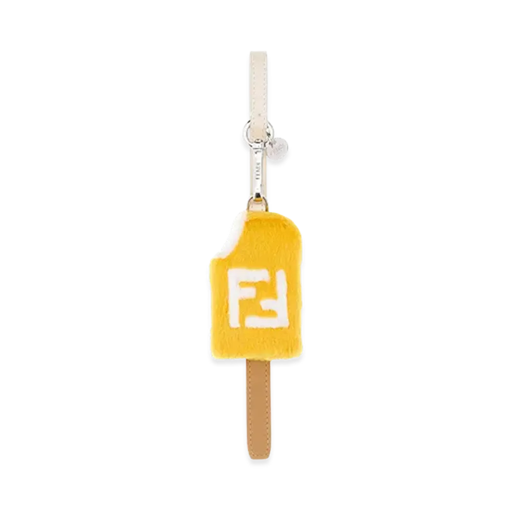 FENDI Shearling And Fur Gelato Bag Charm "Yellow"