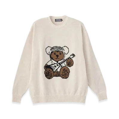 HYSTERIC GLAMOUR Hysteric Teddy Flying V Jacquard Sweater "White"