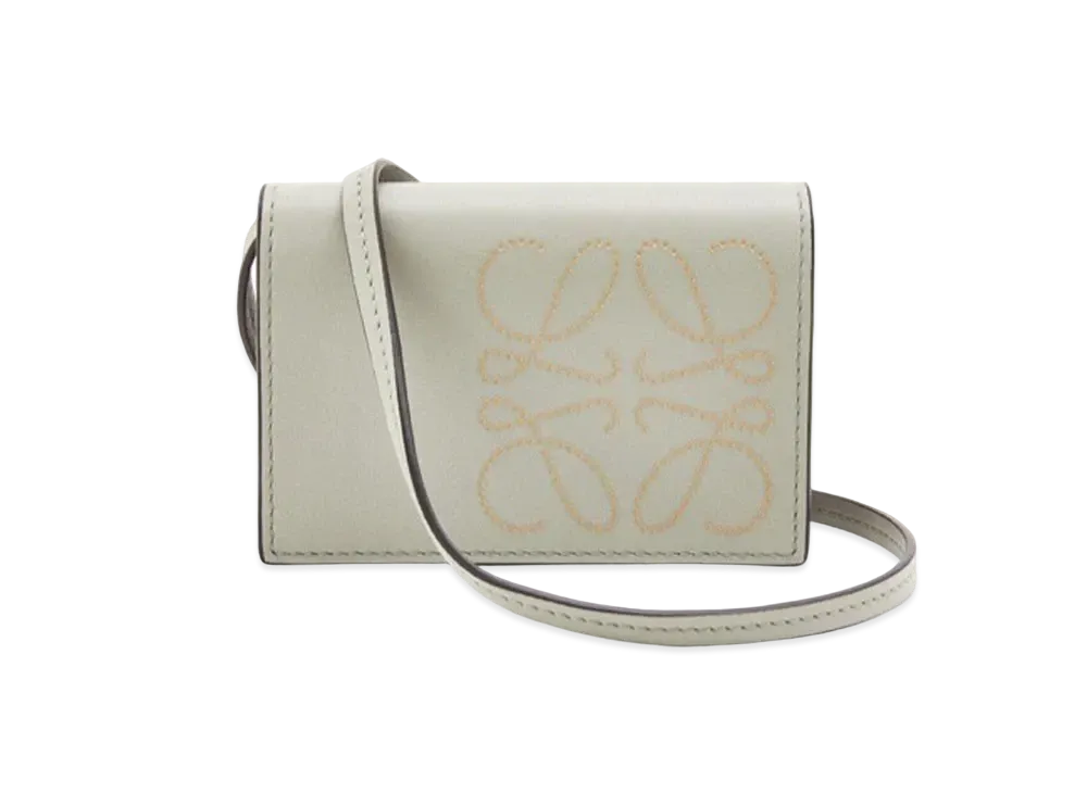 LOEWE Brand Cardholder In Classic Calfskin "Light Green / Dark Gold"