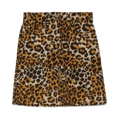 Max Mara Nadir Cotton Drill Print Skirt "Beige"