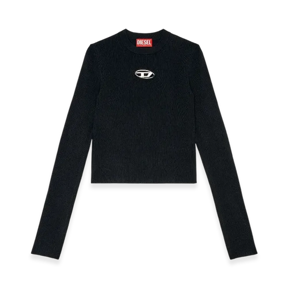 Diesel M-Valari Rib-Knit Viscose-Blend Top With Oval D "Black"