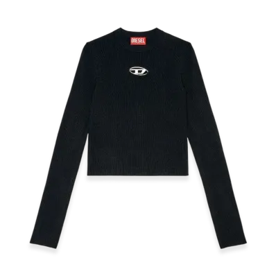 Diesel M-Valari Rib-Knit Viscose-Blend Top With Oval D "Black"