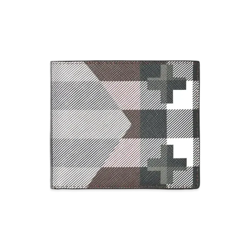 Burberry Geometric Check International Bayfold Wallet "Dark Barch Brown"