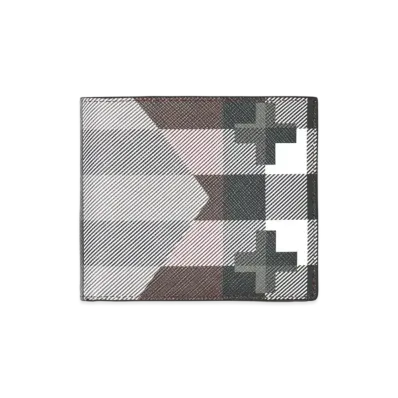 Burberry Geometric Check International Bayfold Wallet "Dark Barch Brown"