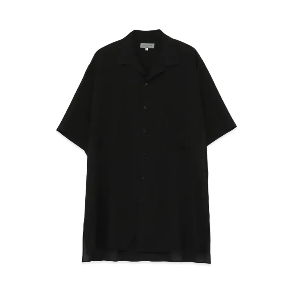 Yohji Yamamoto Pour Homme CELLULOSE LAWN OPEN COLLAR SHORT SLEEVES BLOUSE "Black"