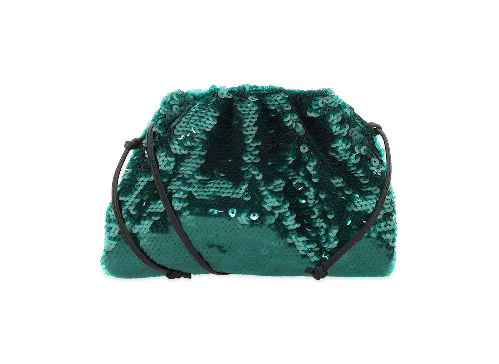 Bottega Veneta Women's Petrol Blue Sequins Mini Pouch Clutch "Green"