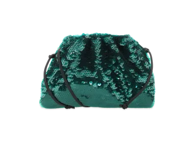 Bottega Veneta Women's Petrol Blue Sequins Mini Pouch Clutch "Green"