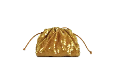 Bottega Veneta Women's Ochre Sequins Mini Pouch Clutch "Honey Gold"