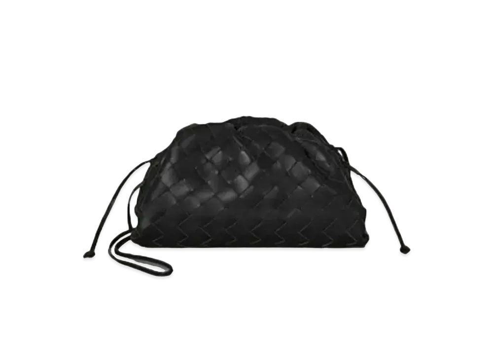 Bottega Veneta Intrecciato Woven Lambskin The Pouch 20 Clutch "Black"