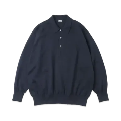 A.PRESSE Cotton Knit L/S Polo Shirts "Navy"
