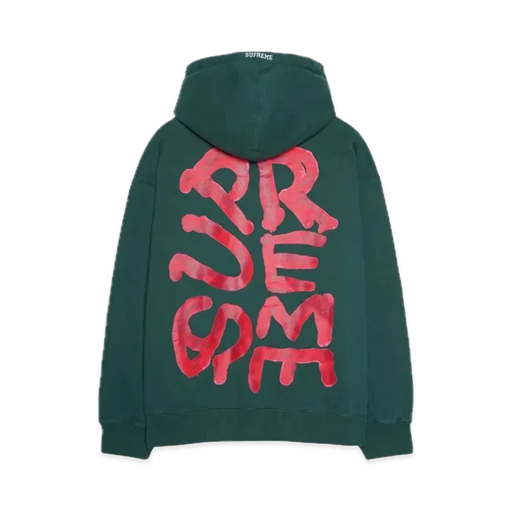 シュプリーム ペイント フーデッド スウェットシャツ "ダーク グリーン"