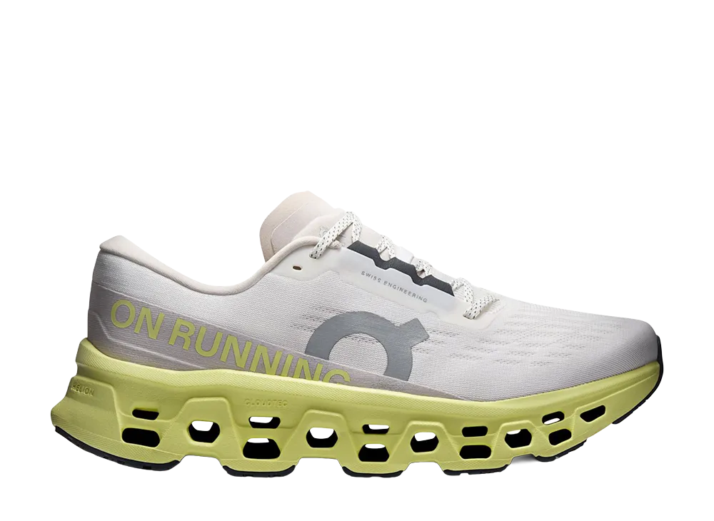 On Cloudmonster 3 "Ivory/Limelight"