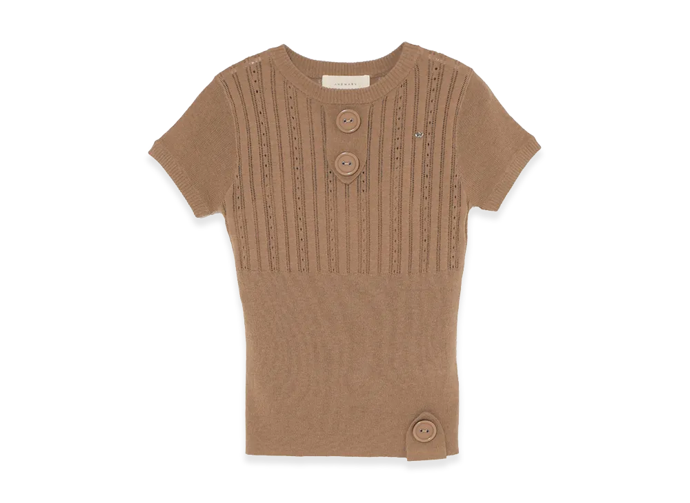 ANDMARY Women's Brenda Button Knit Tops "Brown"