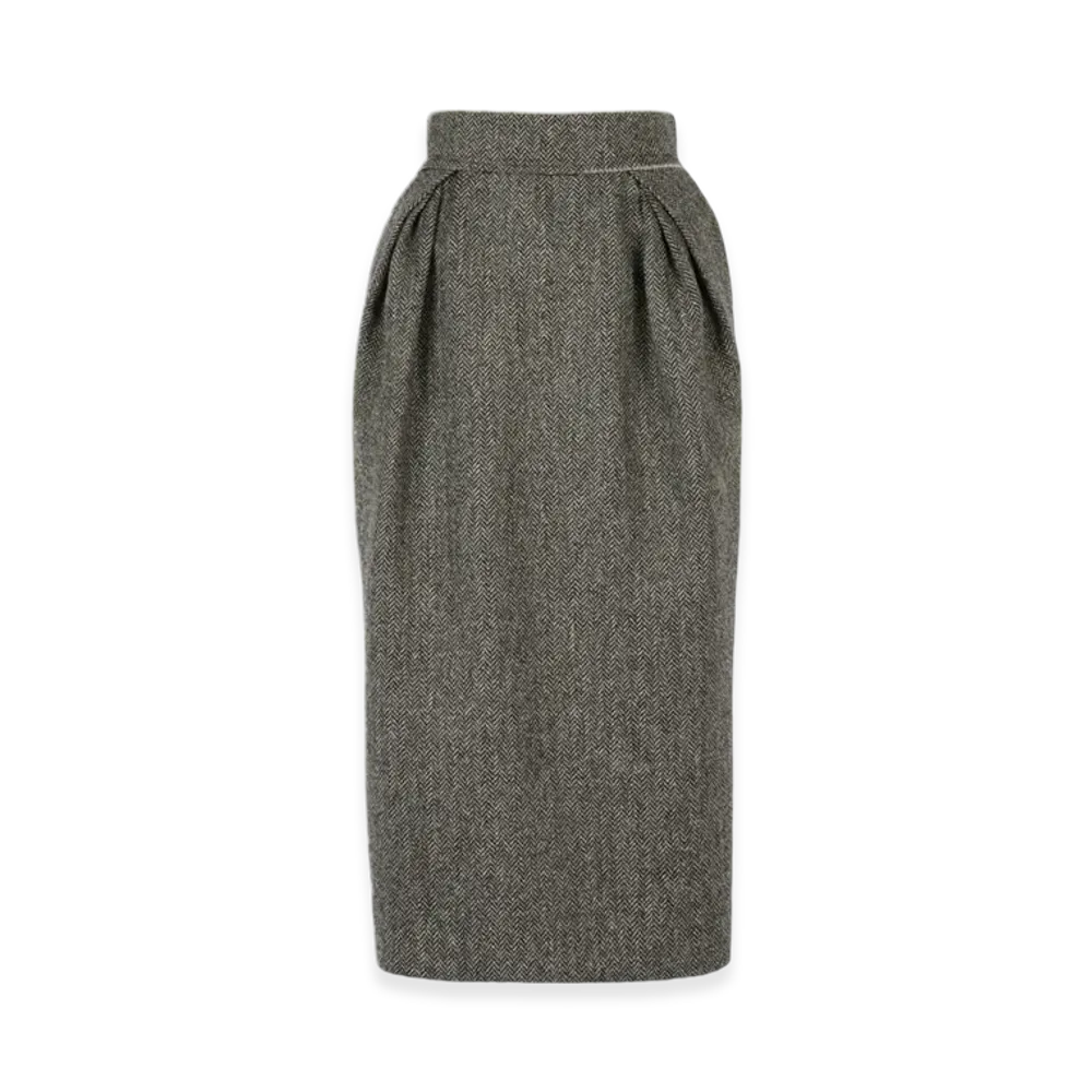 Maison Margiela Women's English Chevron Wool Skirt "Black/White"