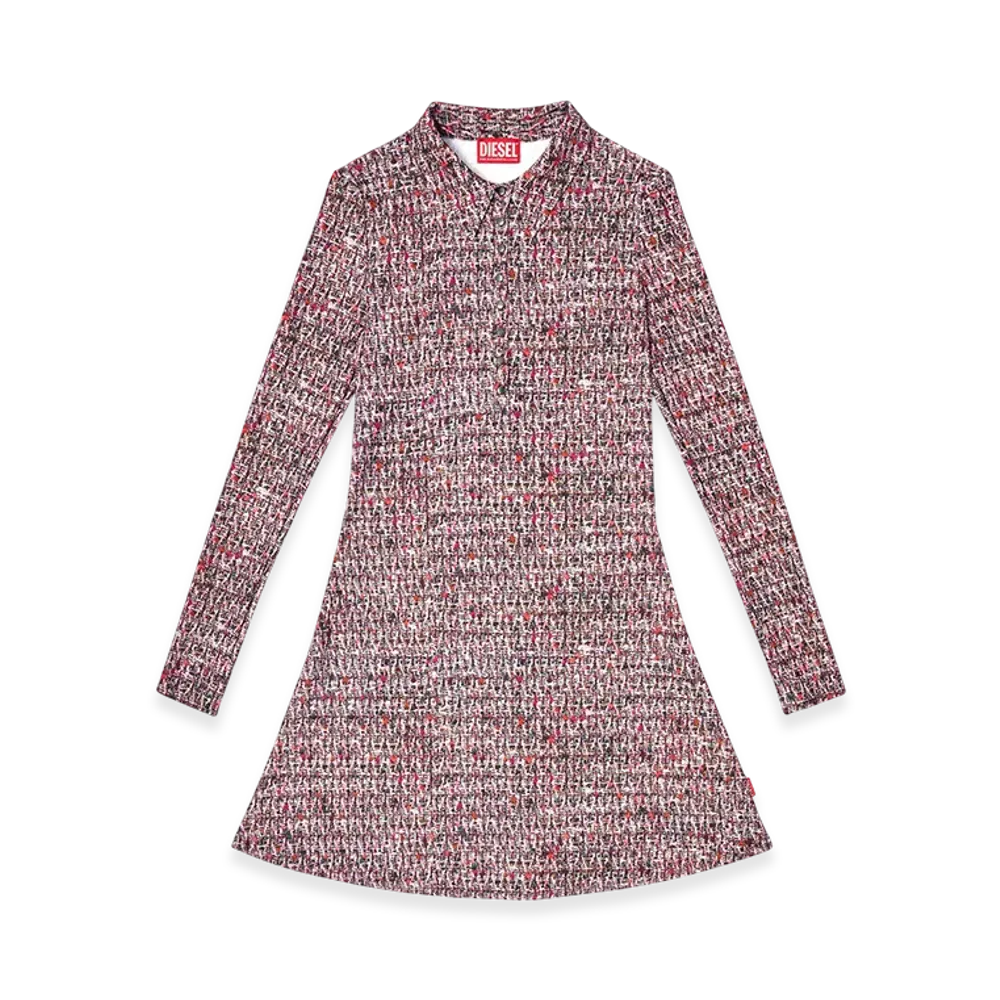 Diesel D-Polyna Lycra Dress With Boucle Print "Pink/White"
