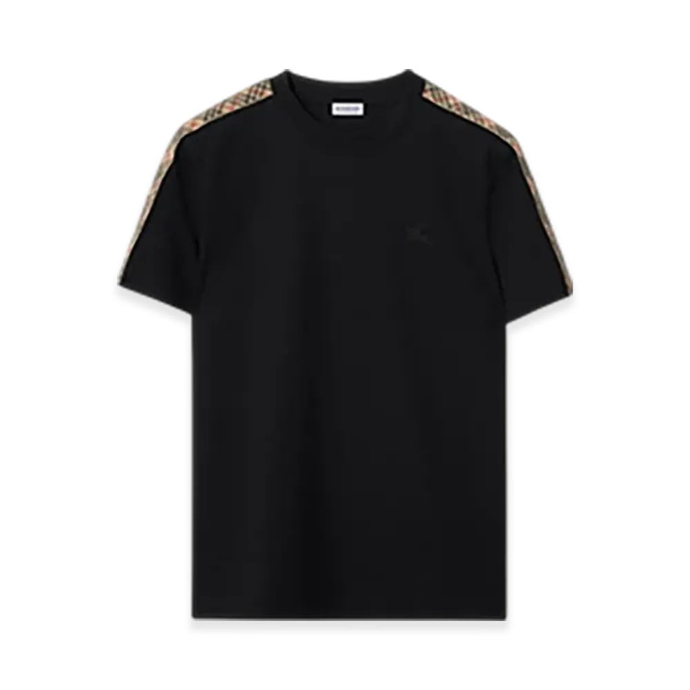 Burberry Check Trim Cotton T-shirt "Black"