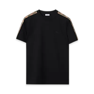 Burberry Check Trim Cotton T-shirt "Black"