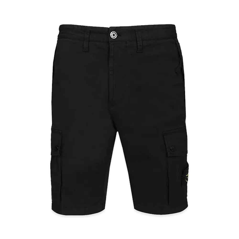 Stone Island Cargo Bermuda Shorts In Stretch Organic Cotton Twill "Black"