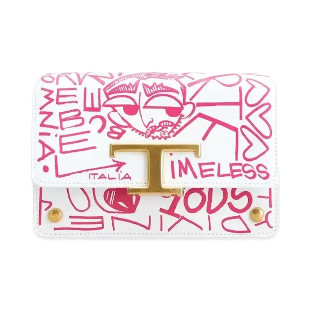 TOD'S T Timeless Leather Belt Bag Micro "White / Pink"