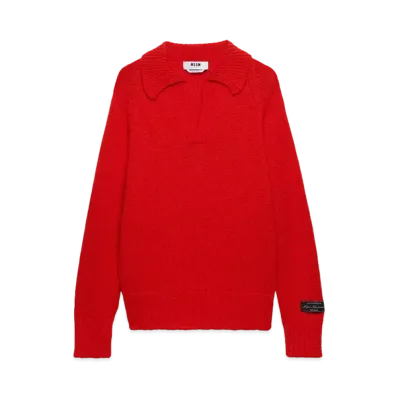 MSGM Blended Wool Knitwear Sweater "Red"