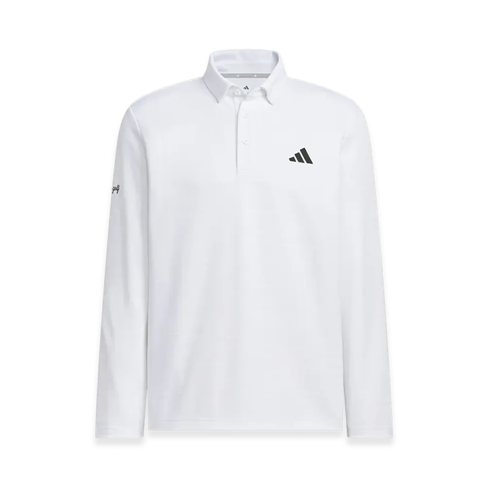 adidas Golf Monogram Long-Sleeve Polo Shirt "White"