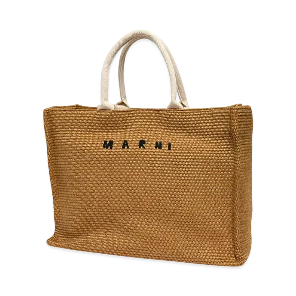 Marni East-West Cotton Nylon Shopping Bag "Brown"