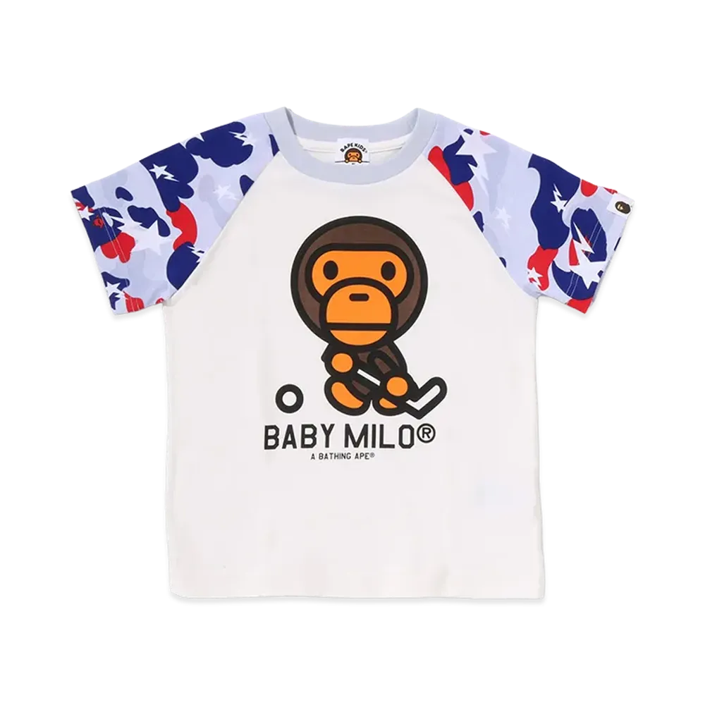 A BATHING APE Kids Sta Strike Camo Baby Milo Hockey Tee "White"