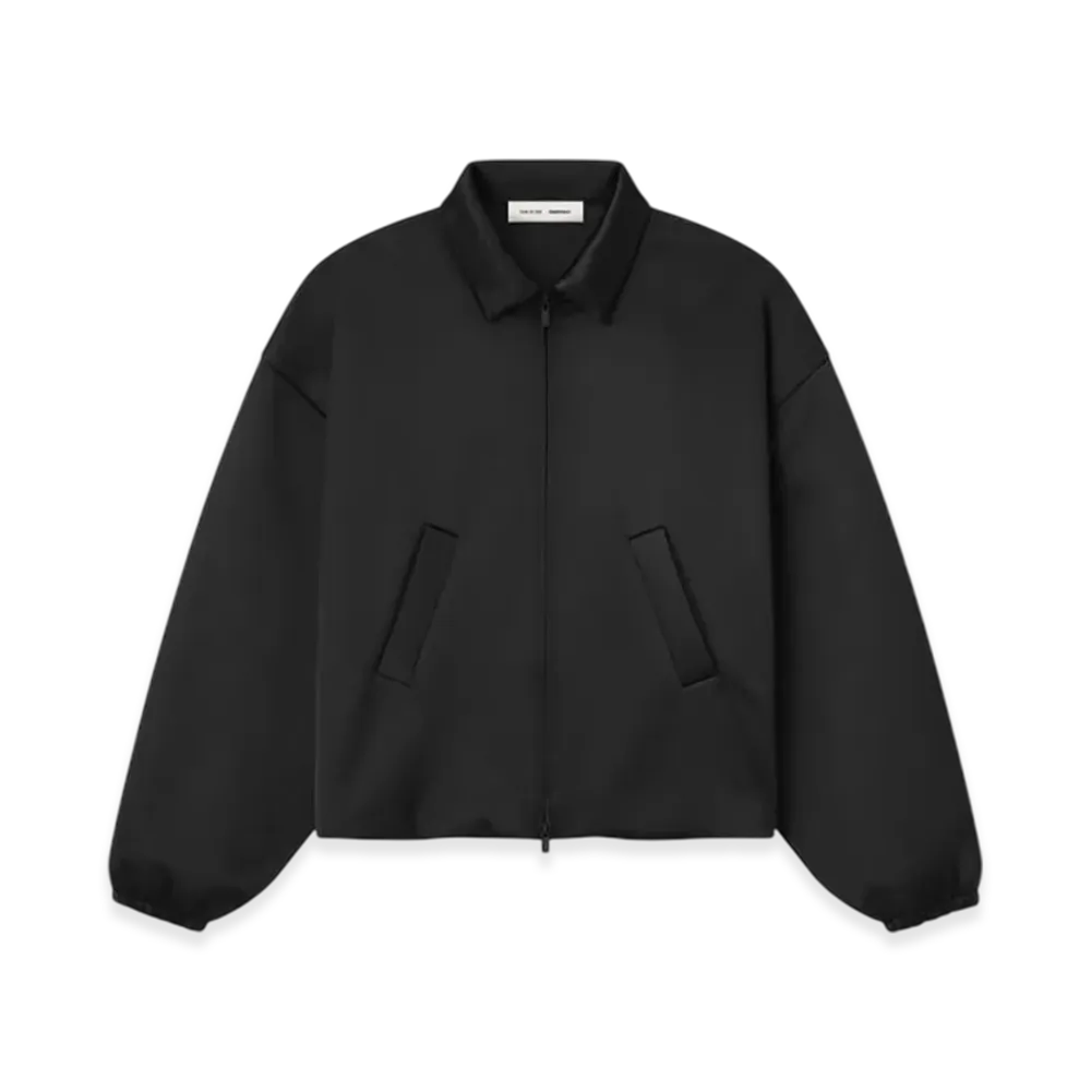 FEAR OF GOD ESSENTIALS Bonded Satin Bomber "Jet Black"