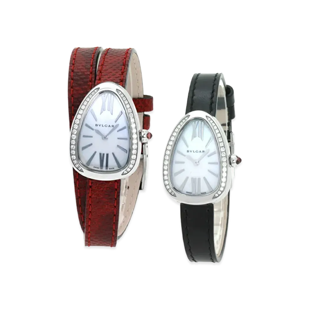 BVLGARI Women's Serpenti Bezel Diamond "Black/White Shell"