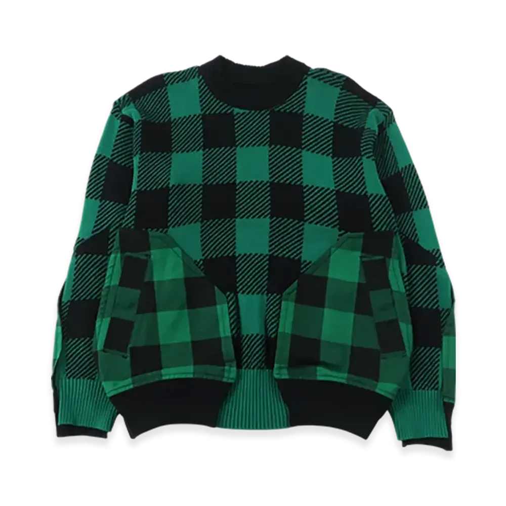 sacai Buffalo Check Kint Pullover "Green"