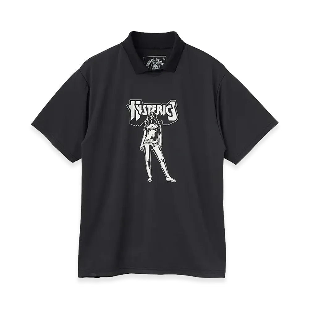 HYSTERIC GLAMOUR Bad Ass Mama Polo Neck Functional T-Shirt "Black"