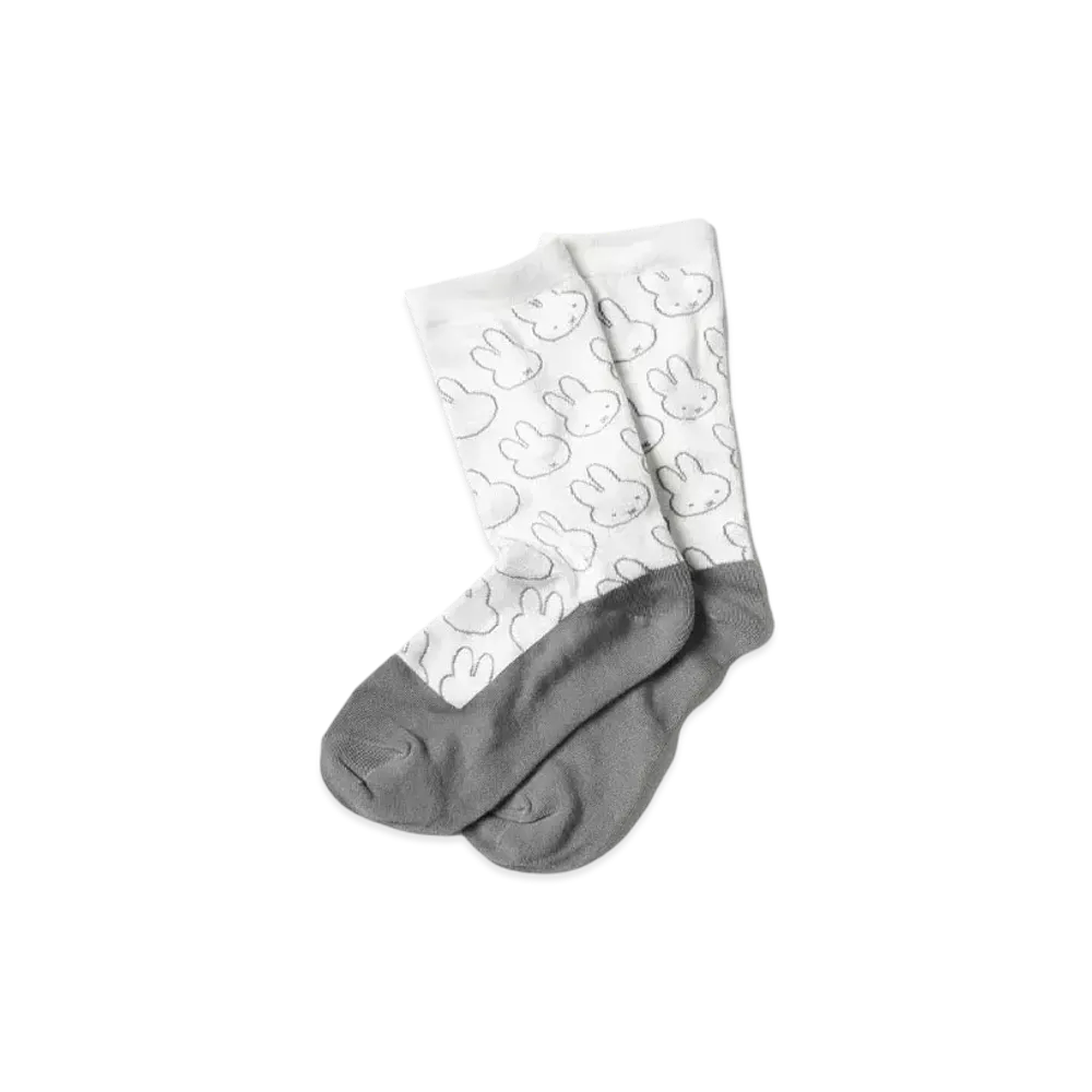 graniph x Miffy Face Line Pattern Middle socks "Multi"