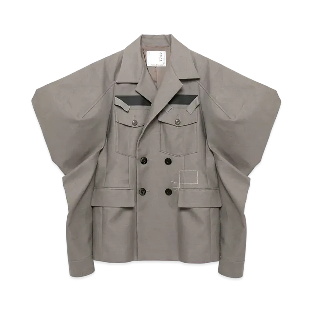 WTAPS x sacai Women's Cotton Back Satin Jacket "Taupe"