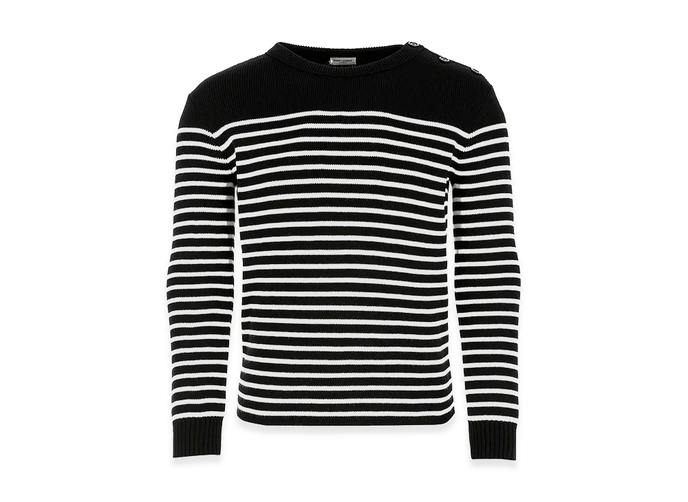 Saint Laurent Embroidered Cotton Blend Sweater "Black"