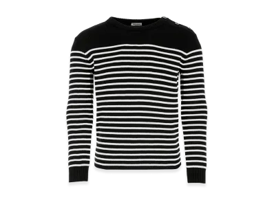 Saint Laurent Embroidered Cotton Blend Sweater "Black"