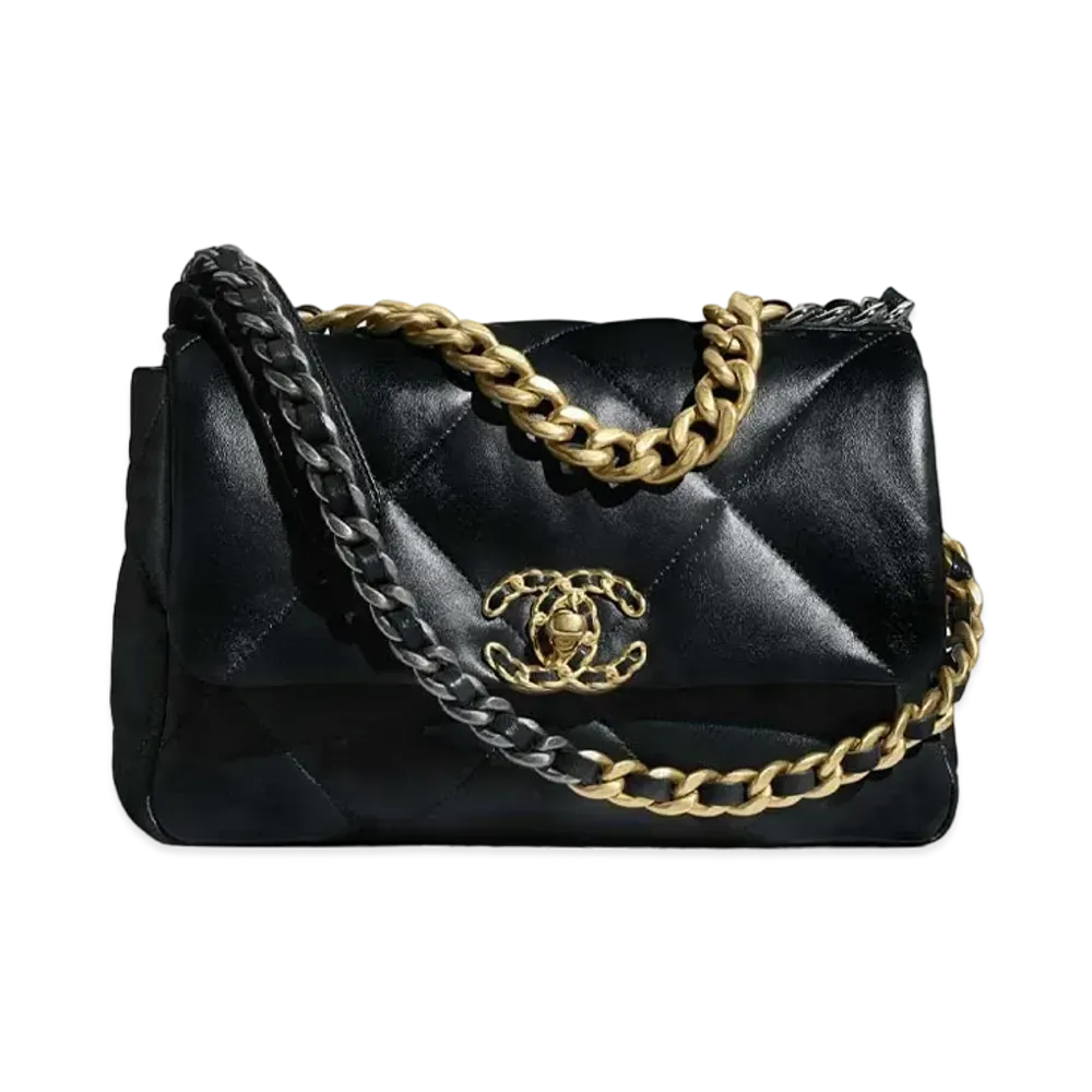 CHANEL 19 Hand Bag Lambskin "Black"