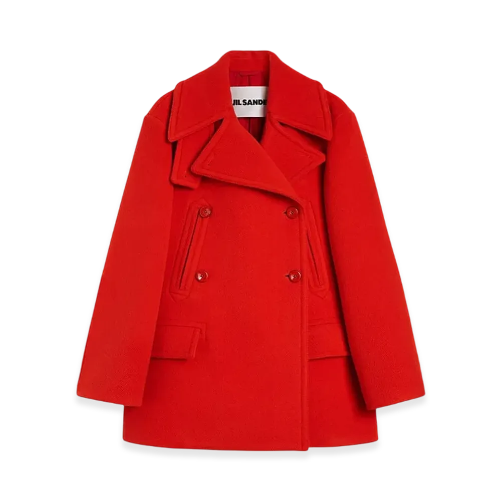 Jil Sander Wool Chevron Coat "Strawberry"